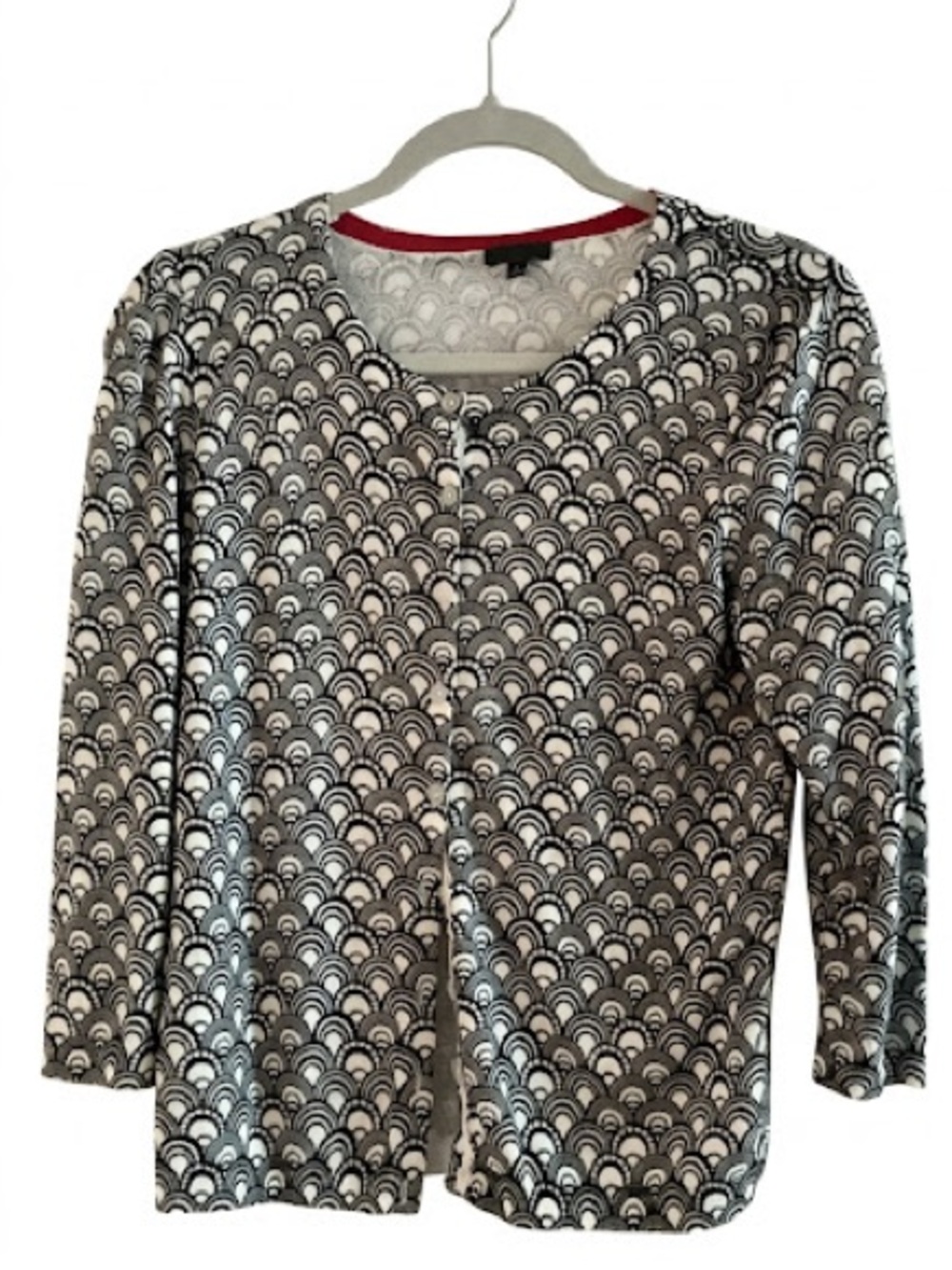 Talbots Geometric Fan Print Cardigan - Small